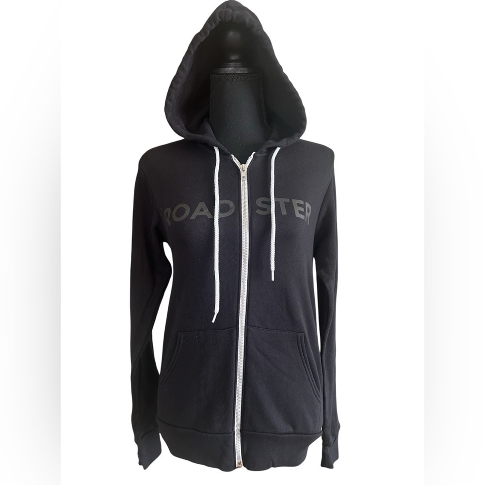 Black Zip Hoodie Roadster Graphic Sweatshirt Full Zip Drawstring Women’s XS